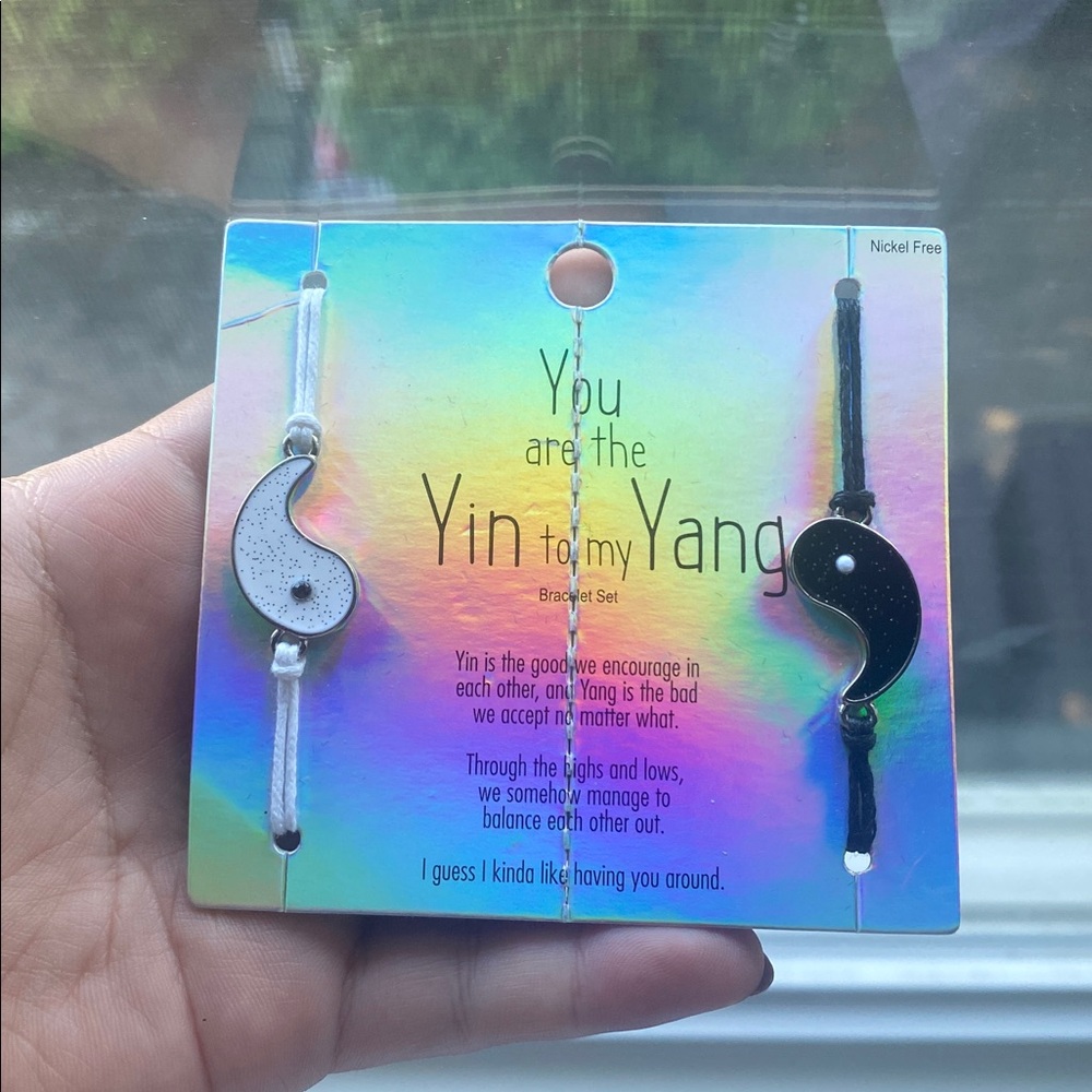 NWT! Yin Yang Bracelet Set in Black and White